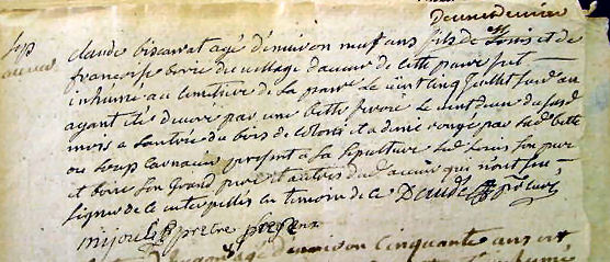 Acte de décès de Claude Biscarat